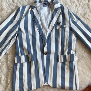 Blue and white striped blazer